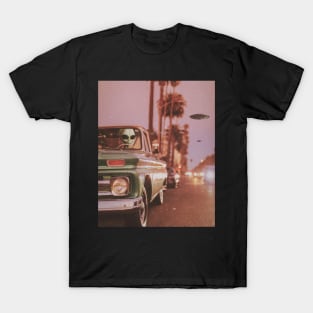 Alien Vintage Car "On The Run" Art by Cult Class T-Shirt